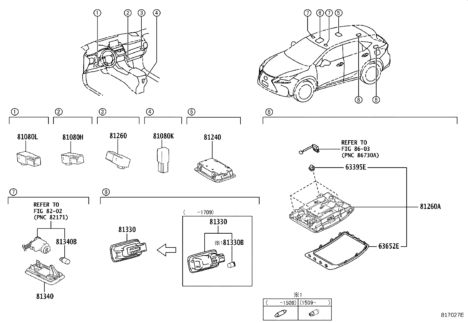 Toyota 81360-78010-A0 LAMP ASSY, ROOM, NO.1
