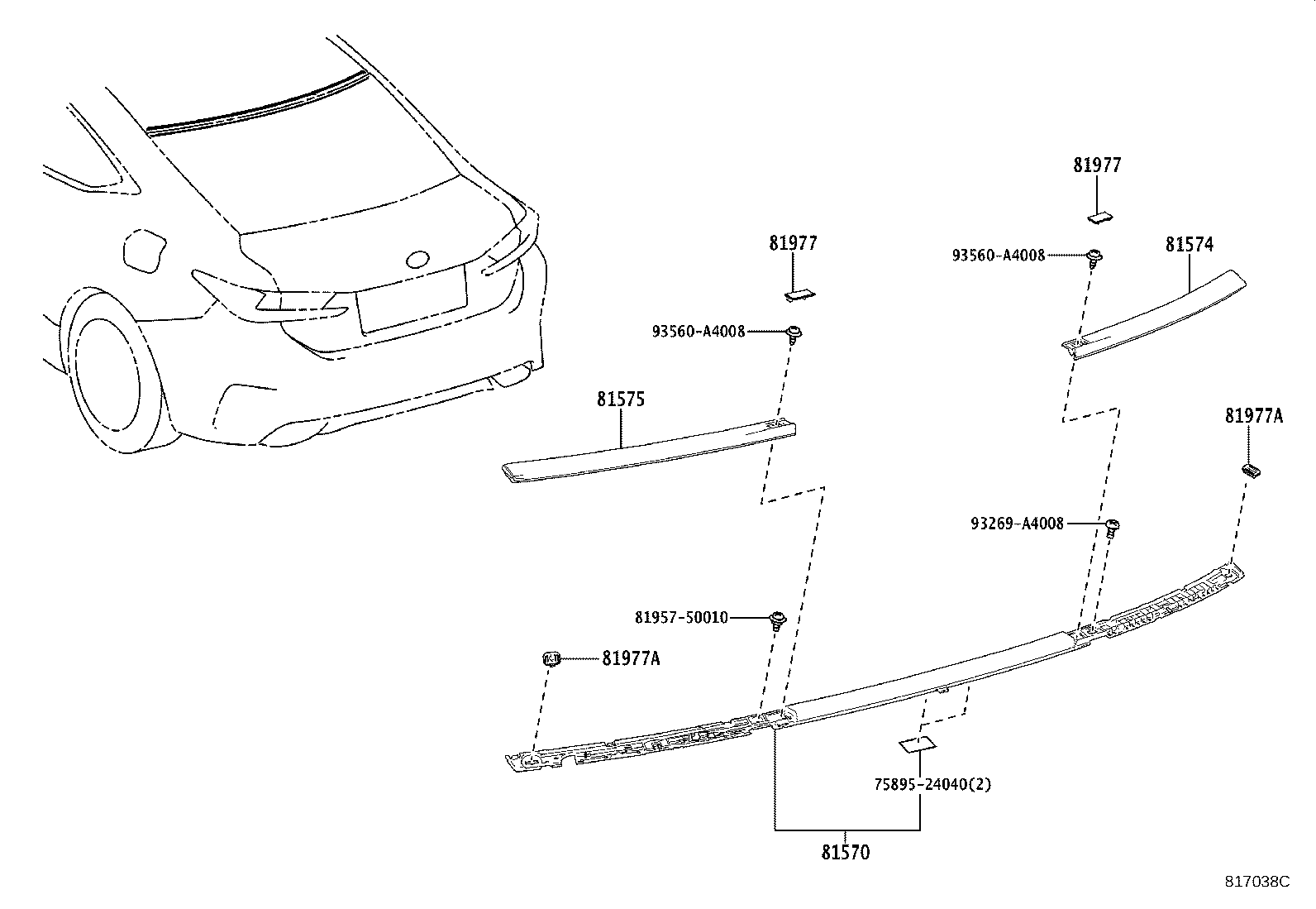 Toyota 81559-50160 CLIP (FOR CENTER STOP LAMP)