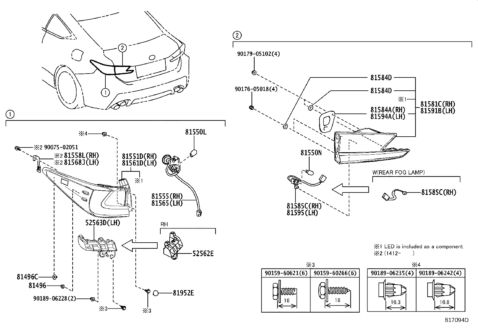 81591-24040 LENS AND BODY, REAR LAMP, LH product image