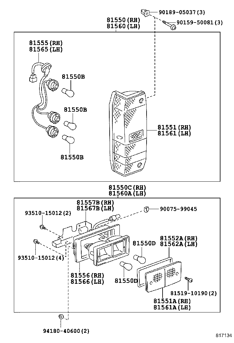 81550-60460 LAMP ASSY, REAR COMBINATION, RH product image