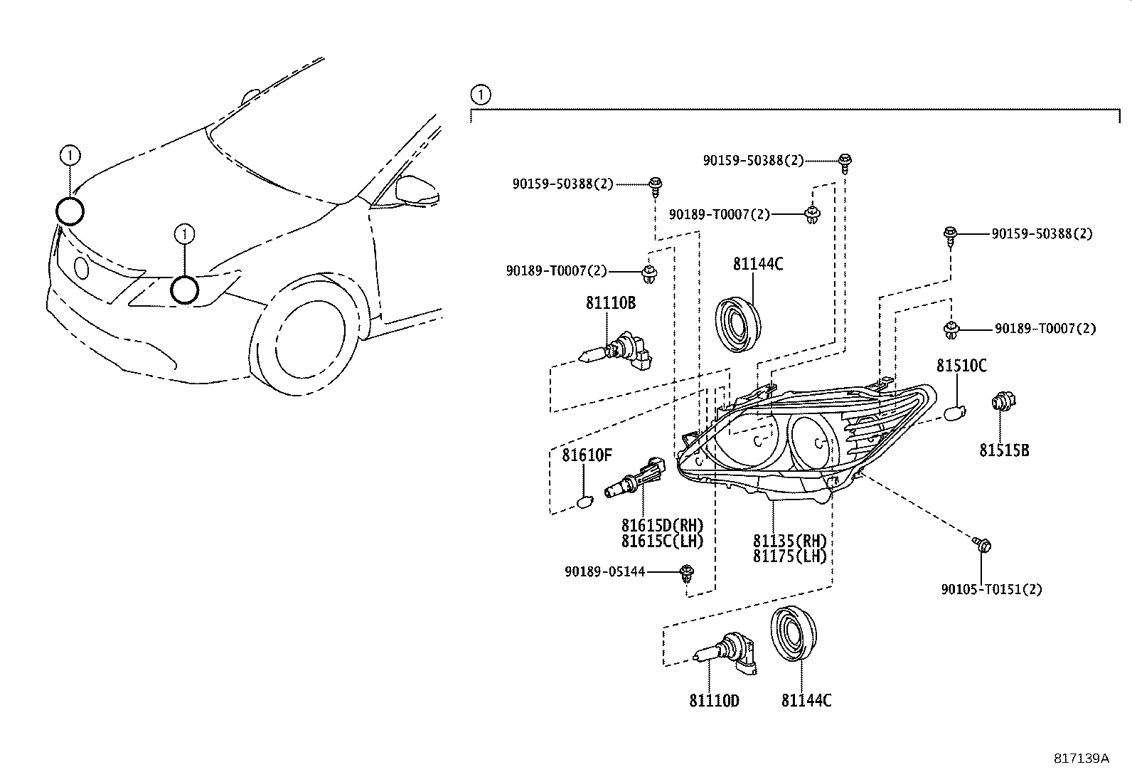 81130-06830 UNIT ASSY, HEADLAMP, RH product image