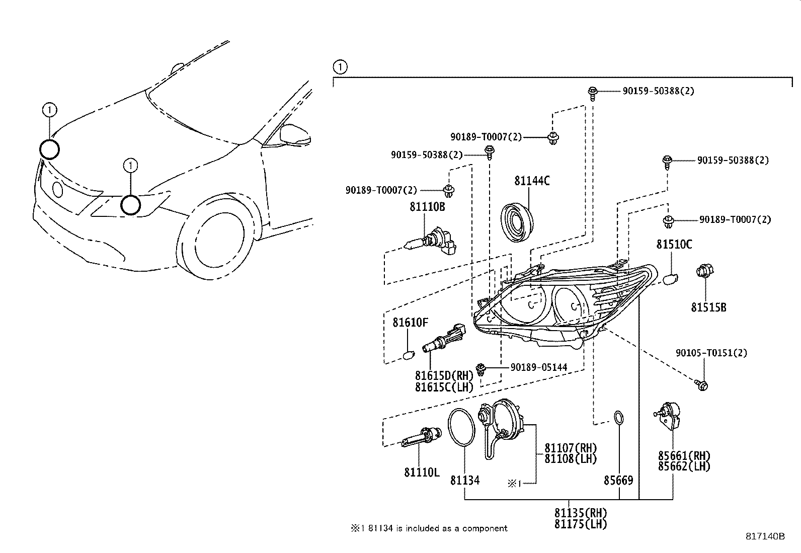 81130-06830 UNIT ASSY, HEADLAMP, RH product image