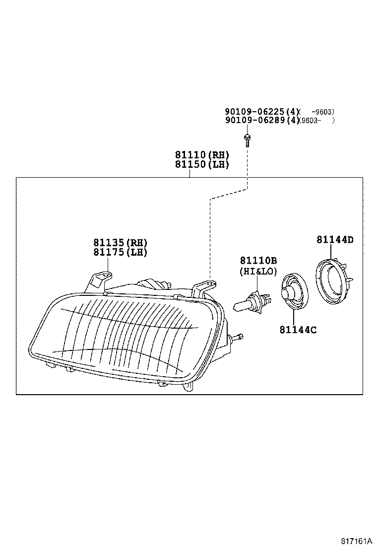 Toyota 81150-42090 HEADLAMP ASSY, LH