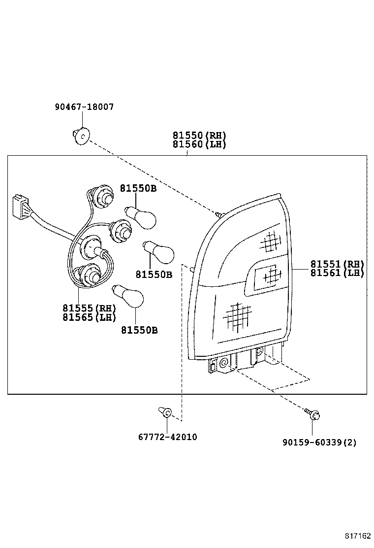 81550-42010 LAMP ASSY, REAR COMBINATION, RH product image