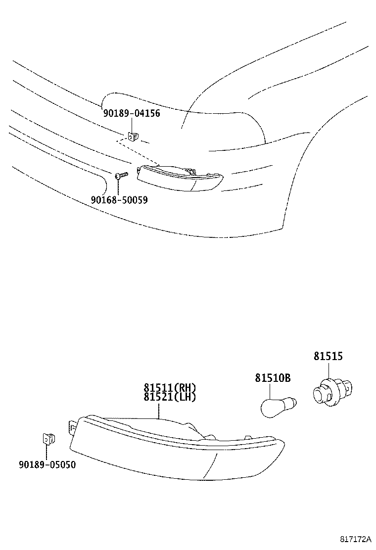 81511-13070 LENS, FRONT TURN SIGNAL LAMP, RH product image