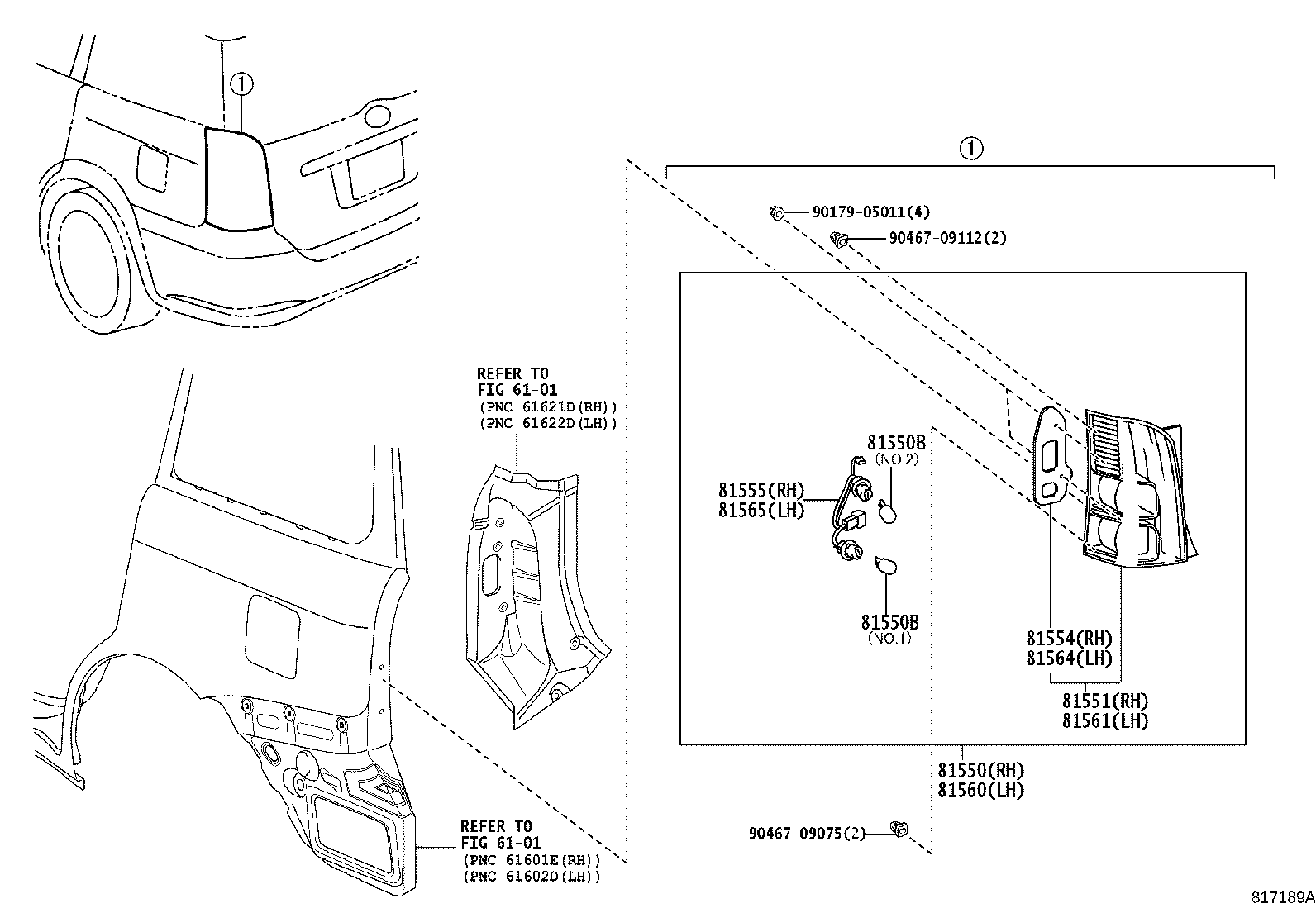 81550-68040 LAMP ASSY, REAR COMBINATION, RH product image