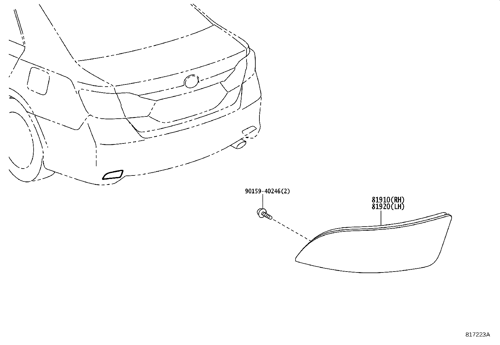 81920-06030 REFLECTOR ASSY, REFLEX, LH product image