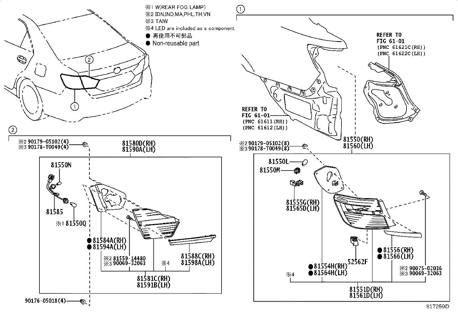 81562-06540 PACKING, REAR COMBINATION LAMP, LH product image