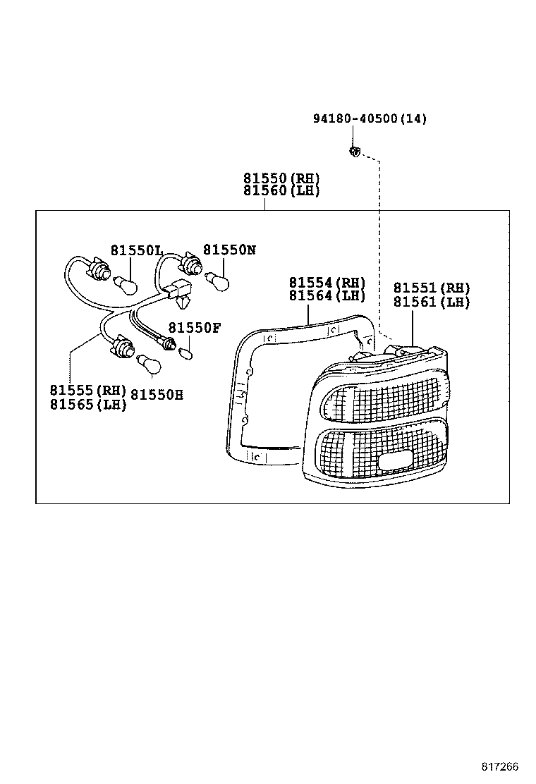 81550-36342 LAMP ASSY, REAR COMBINATION, RH product image