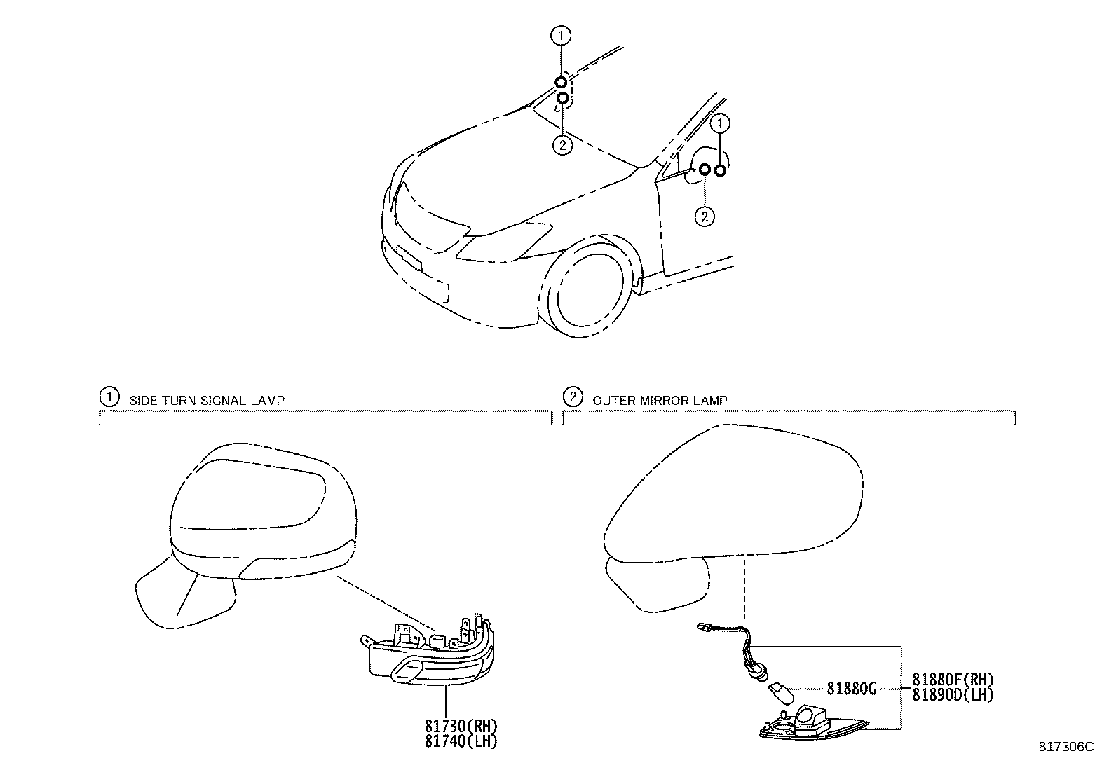 81880-30050 LAMP ASSY, OUTER MIRROR, RH product image