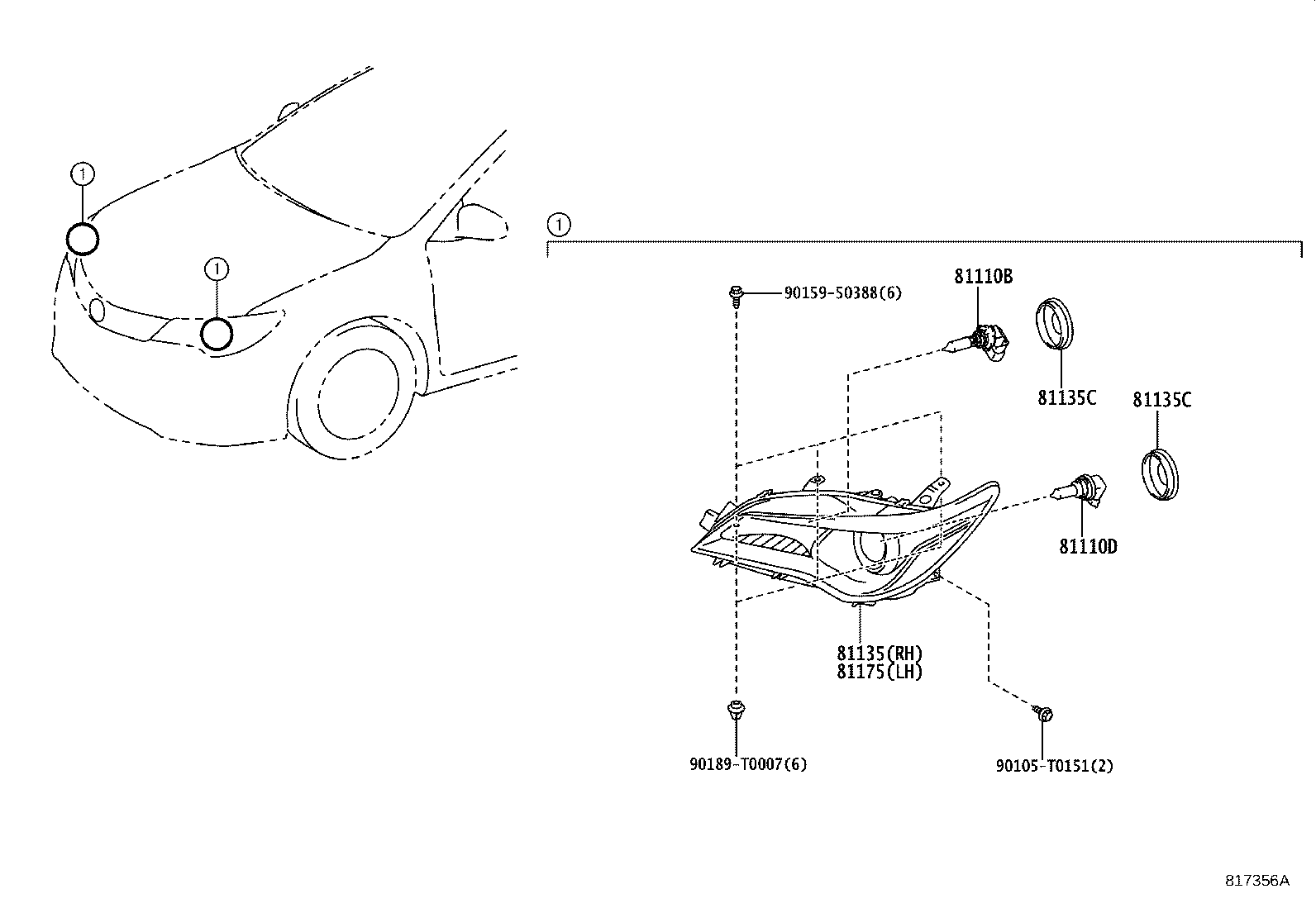 81130-06830 UNIT ASSY, HEADLAMP, RH product image