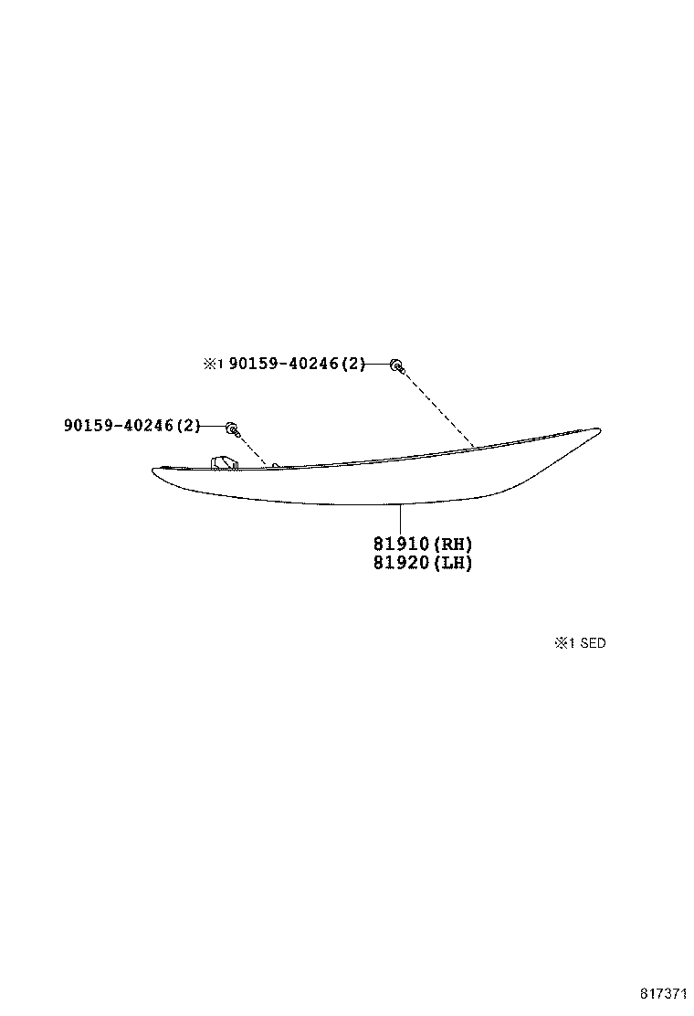 81490-05020 REFLECTOR ASSY, REFLEX, LH product image