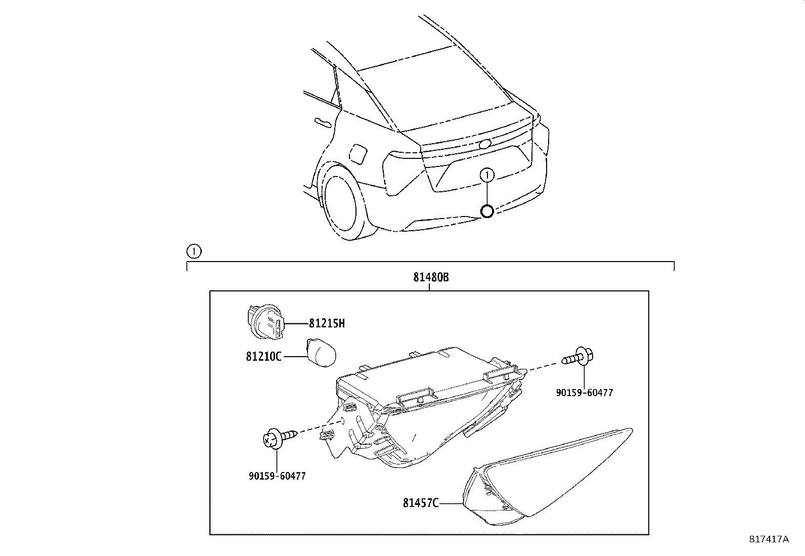 81457-62010 LENS & BODY, REAR FOG LAMP product image