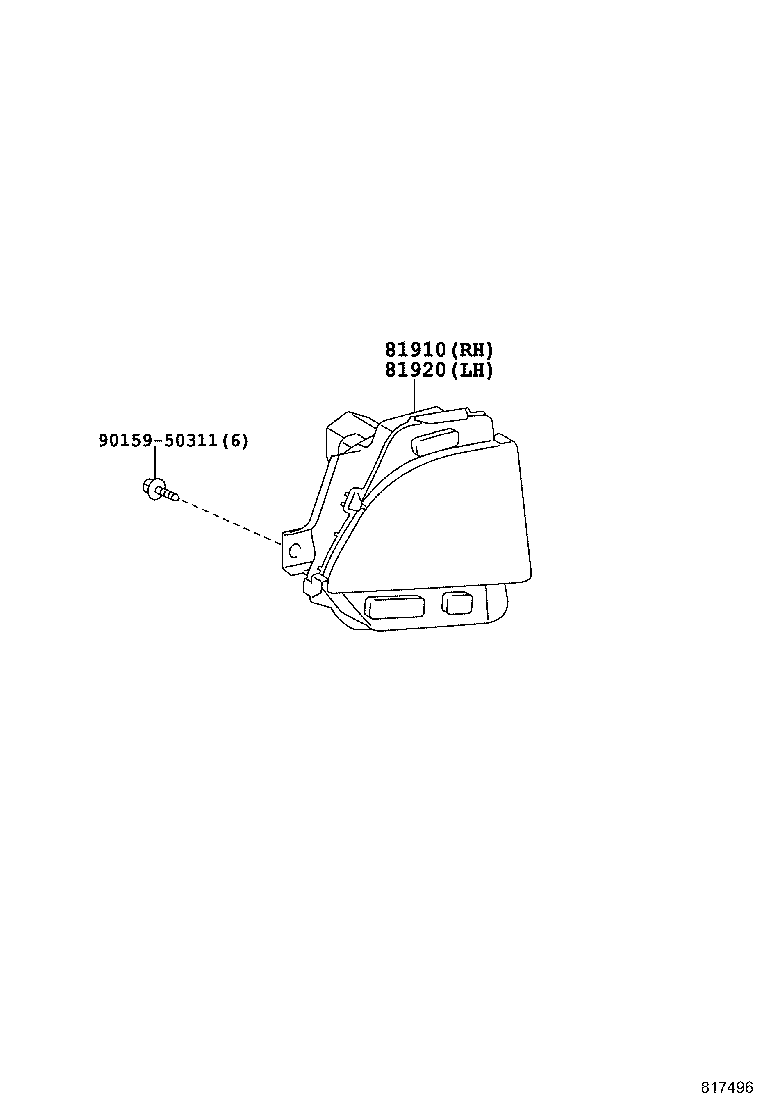 81490-60090 REFLECTOR ASSY, REFLEX, LH product image