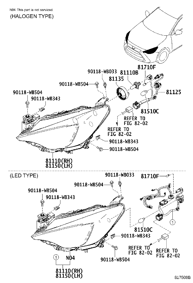 Toyota 81185-WB003 HEADLAMP ASSY, LH