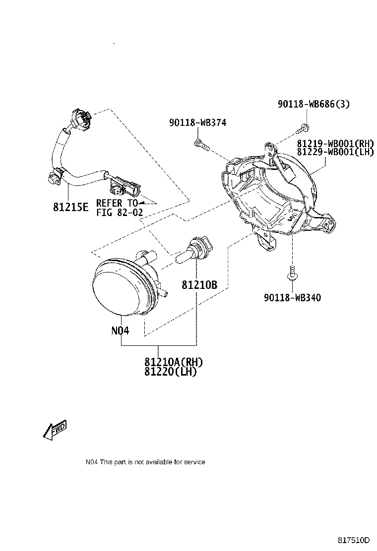 Toyota 81210-WB001 LAMP ASSY, FOG, RH