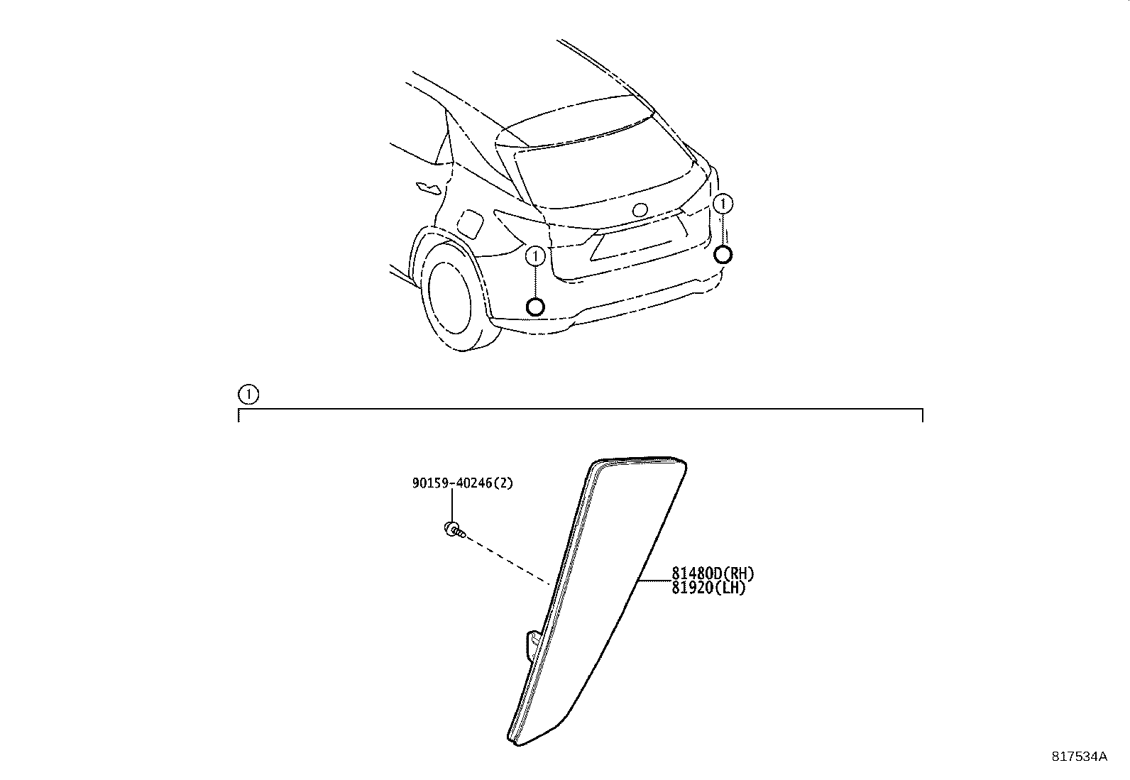 81910-48050 REFLECTOR ASSY, REFLEX, RH product image