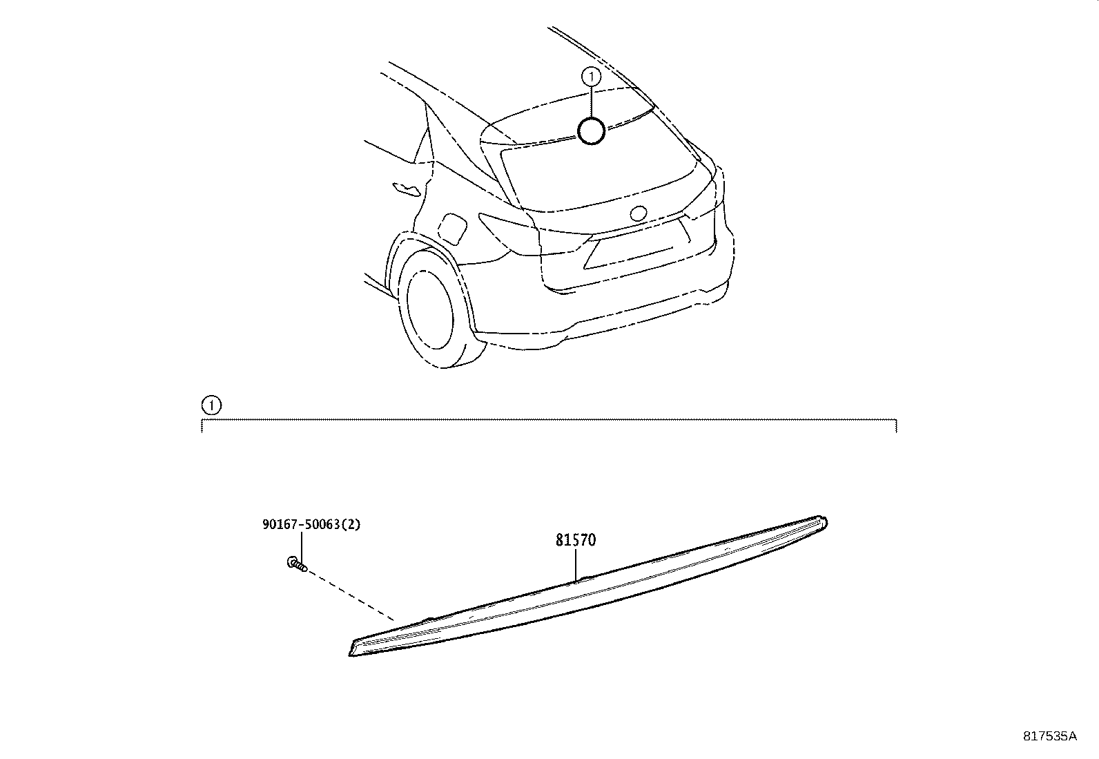 Toyota 81570-48090 LAMP ASSY, CENTER STOP