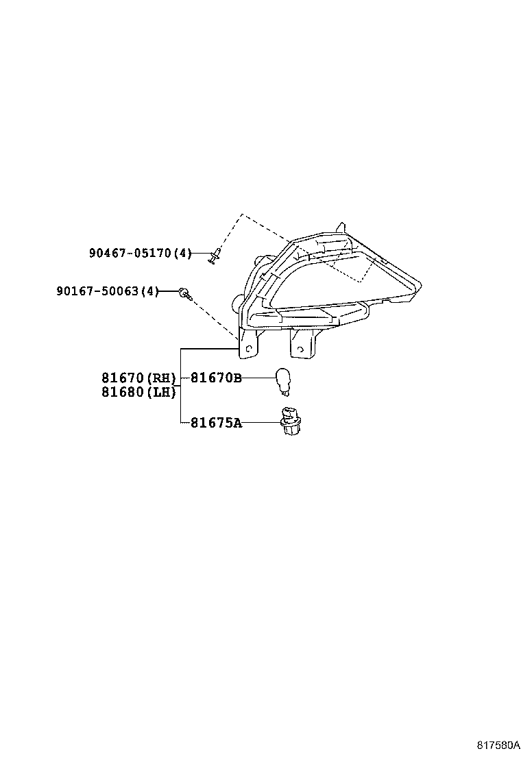 81480-0R040 LAMP ASSY, BACK-UP, RH product image