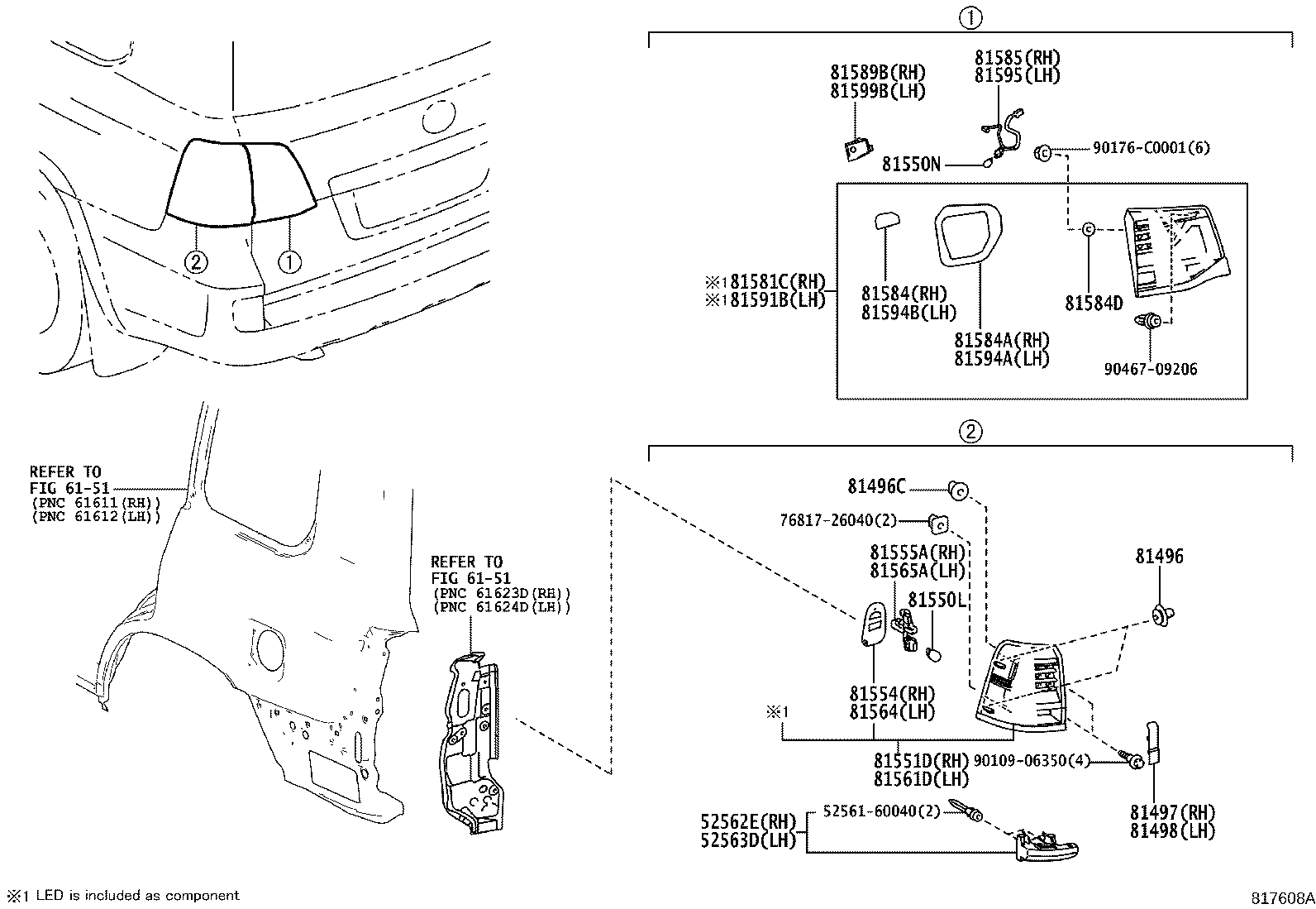 81580-60180 LAMP ASSY, REAR, RH product image