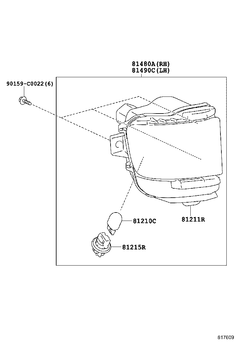 81490-60030 LAMP ASSY, REAR FOG, LH product image