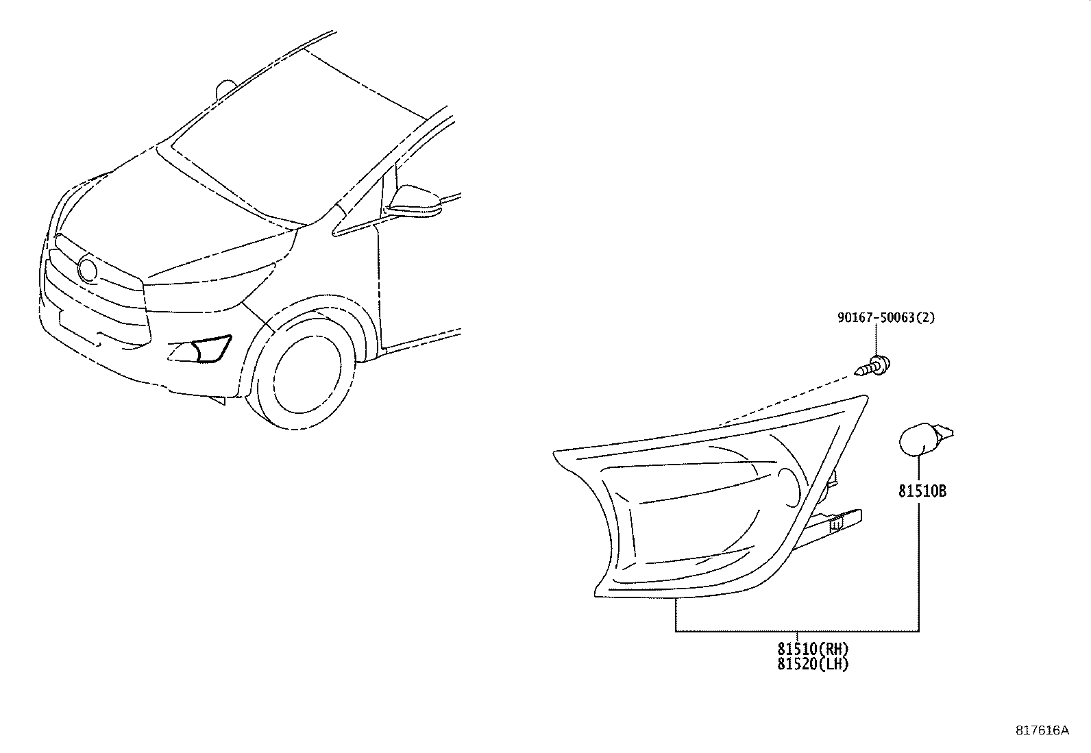 81520-0K030 LAMP ASSY, FRONT TURN SIGNAL, LH product image