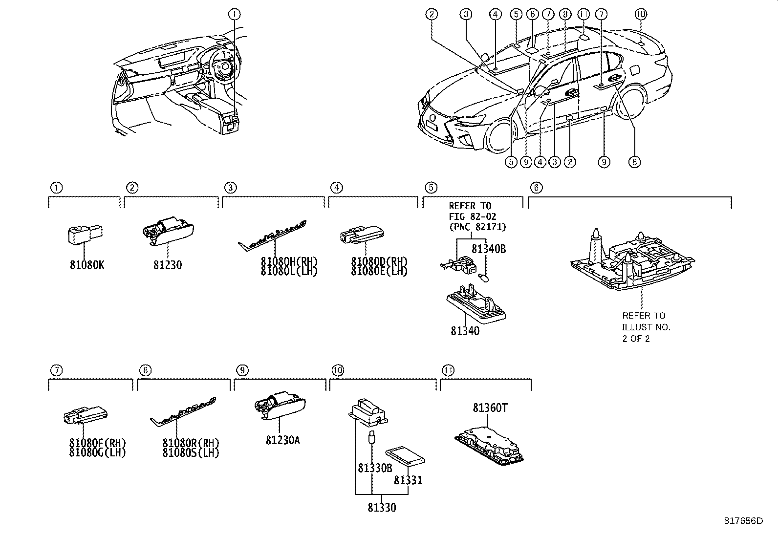 81090-30080 LAMP ASSY, INTERIOR ILLUMINATION, NO.1 RH product image