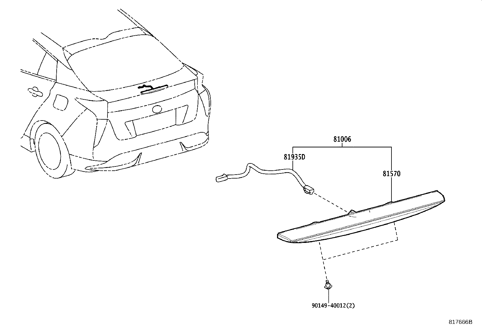 Toyota 81570-47060 LAMP ASSY, CENTER STOP