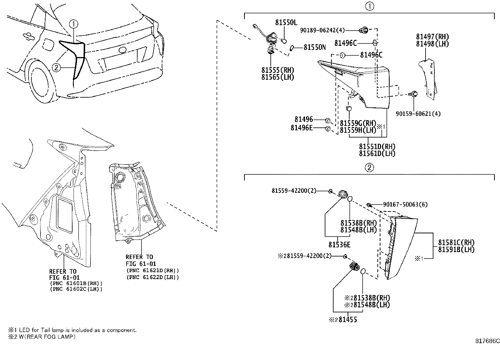 81551-47482 LENS & BODY, REAR COMBINATION LAMP, RH product image