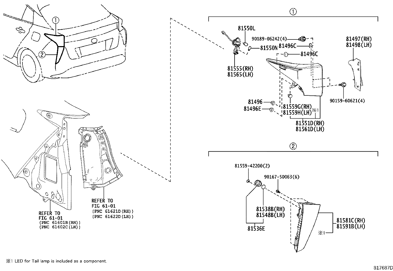 Toyota 81496-48010 GUIDE, REAR COMBINATION LAMP, NO.2
