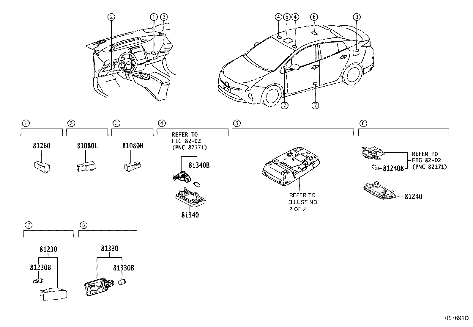 Toyota 81240-47010-B0 LAMP ASSY, ROOM, NO.1