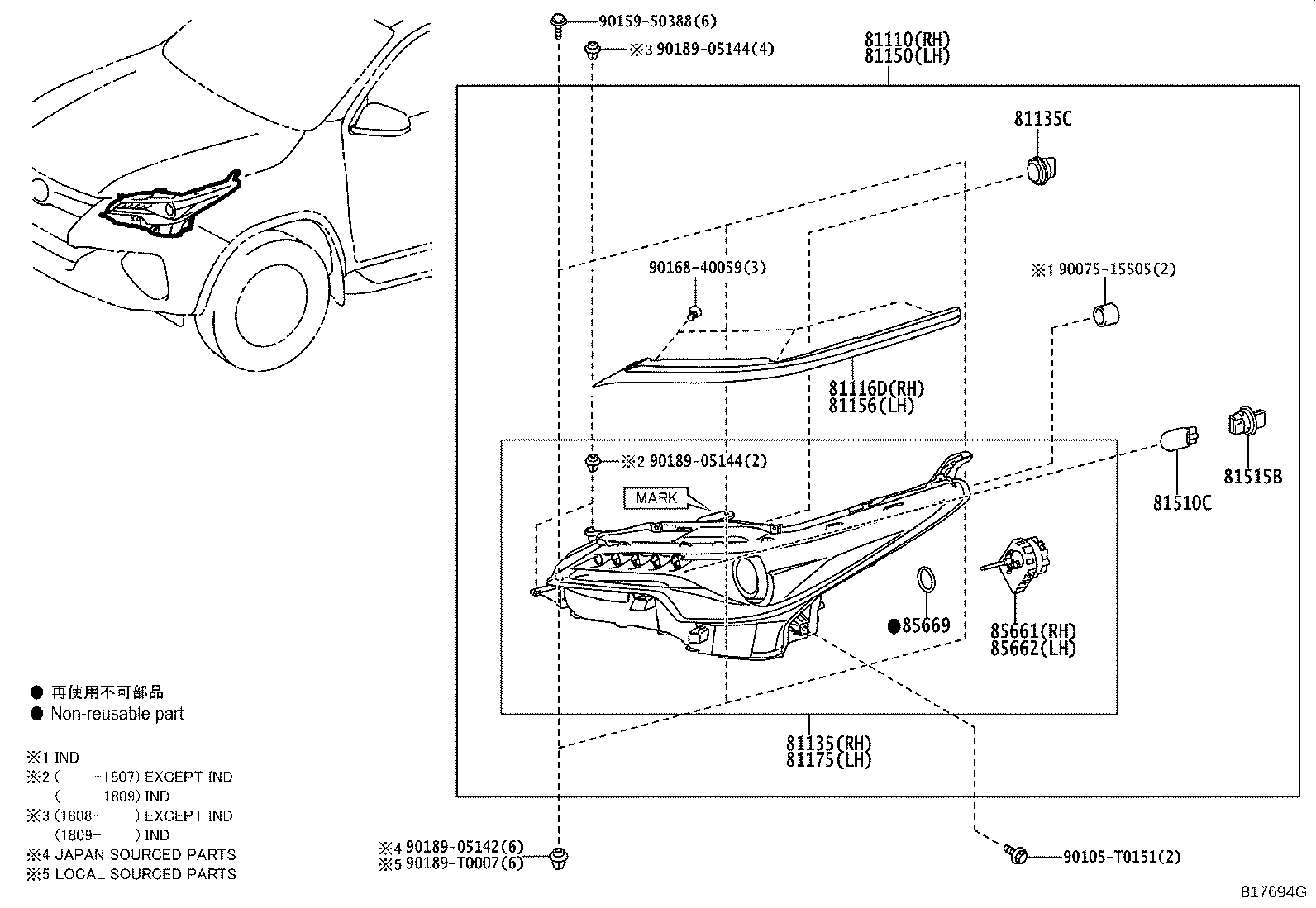81150-0KA80 HEADLAMP ASSY, LH product image