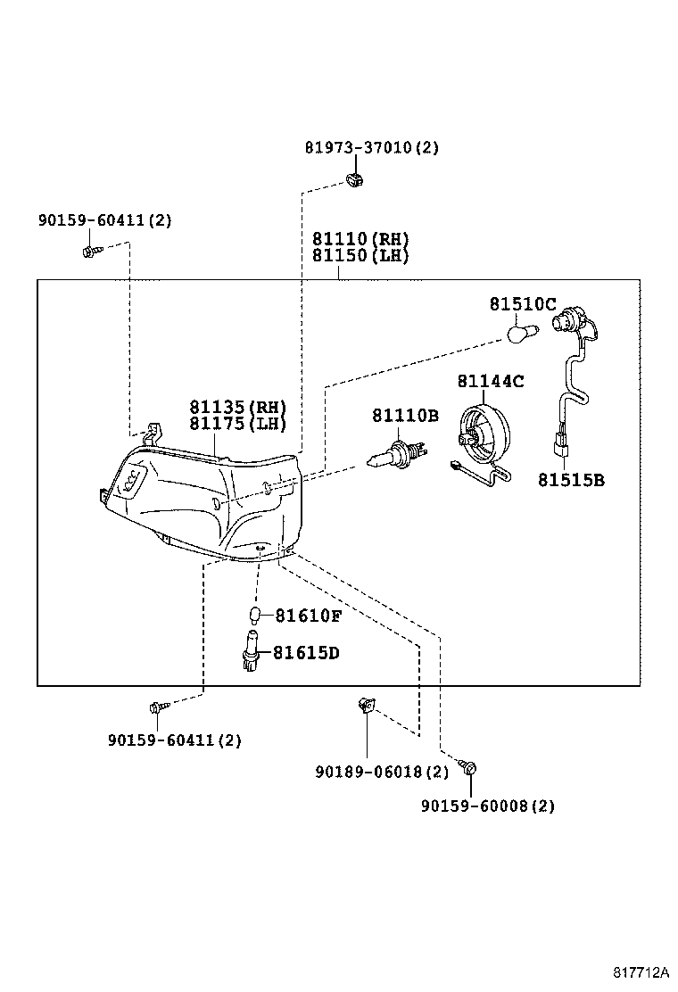 81150-37201 HEADLAMP ASSY, LH product image