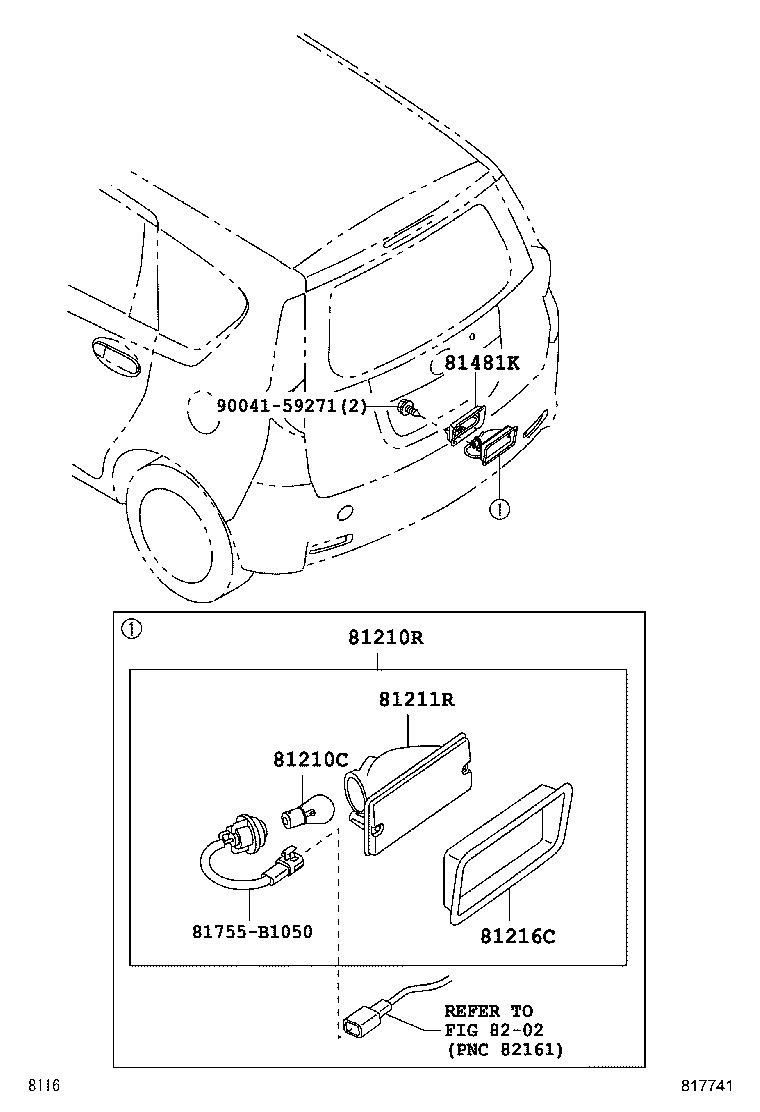 81480-B1040 LAMP ASSY, REAR FOG product image