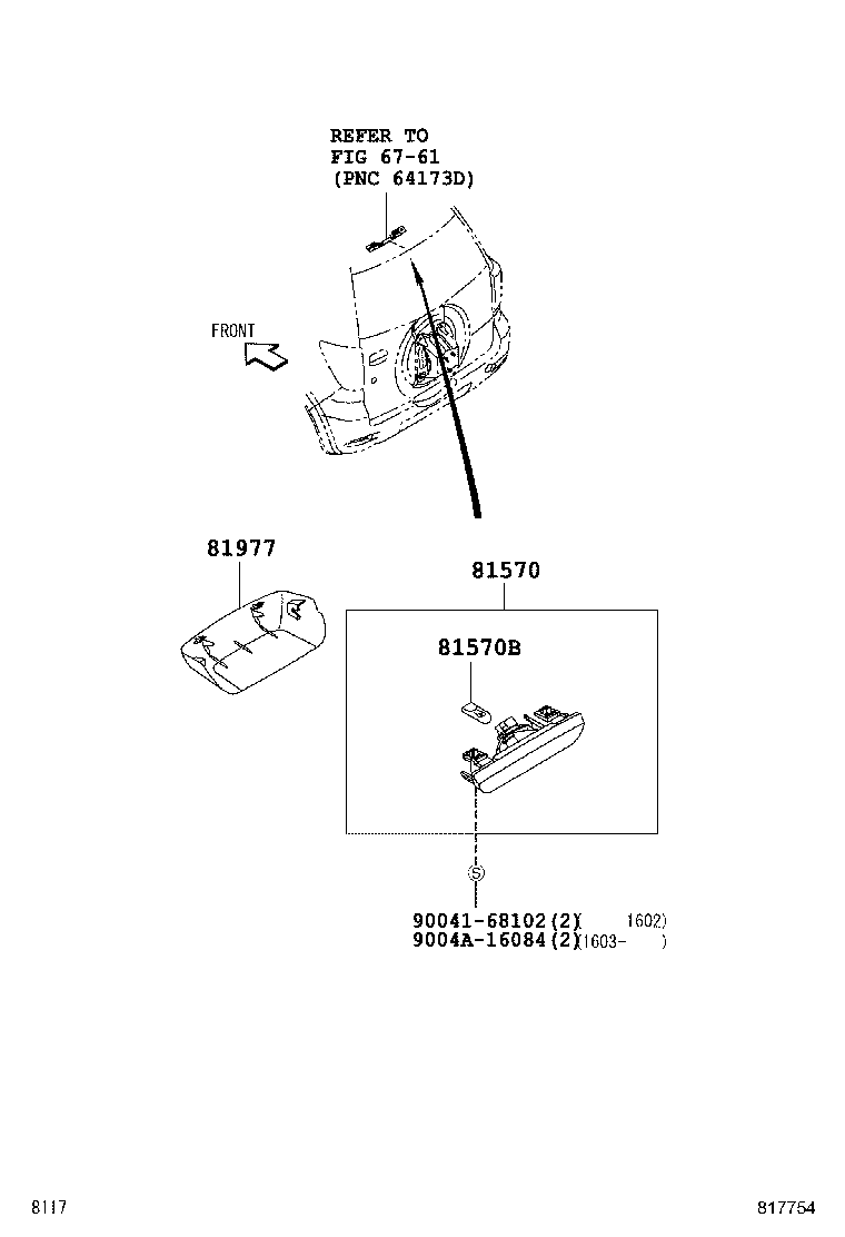81570-B0030 LAMP ASSY, CENTER STOP product image