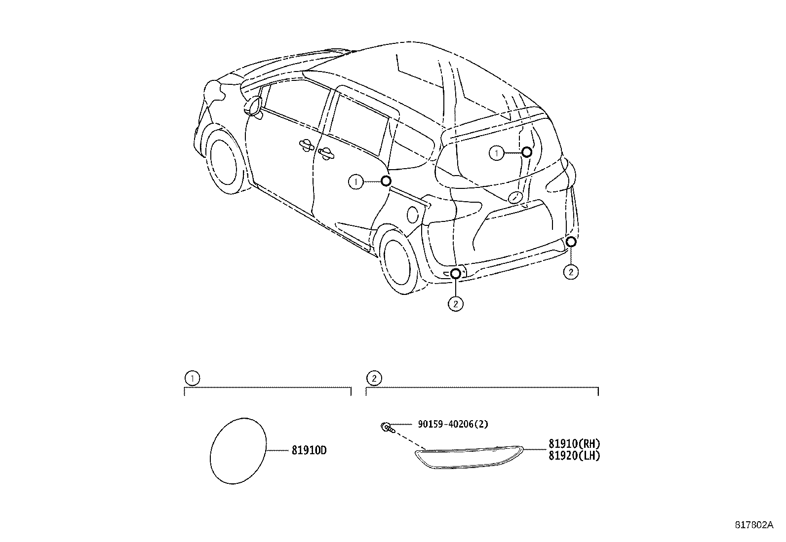 81920-0D020 REFLECTOR ASSY, REFLEX, LH product image