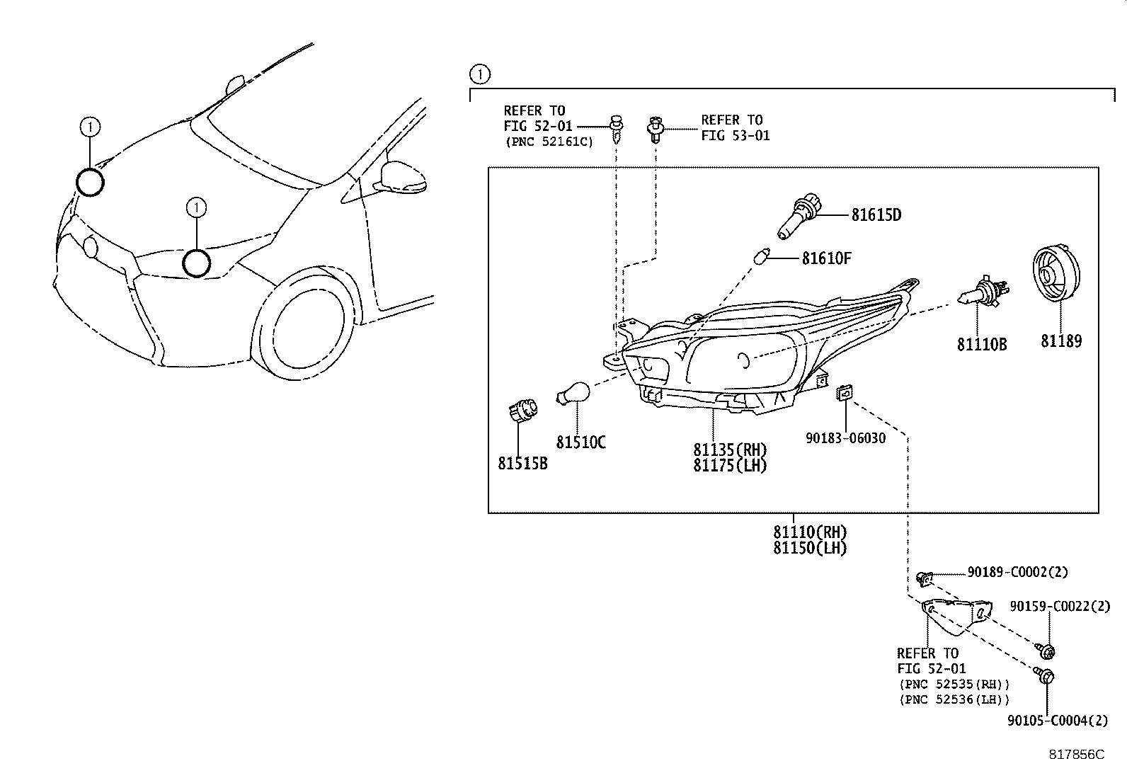 81191-0D050 TAPE, HEADLAMP, RH product image