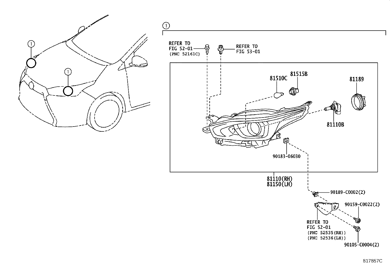 81191-0D050 TAPE, HEADLAMP, RH product image