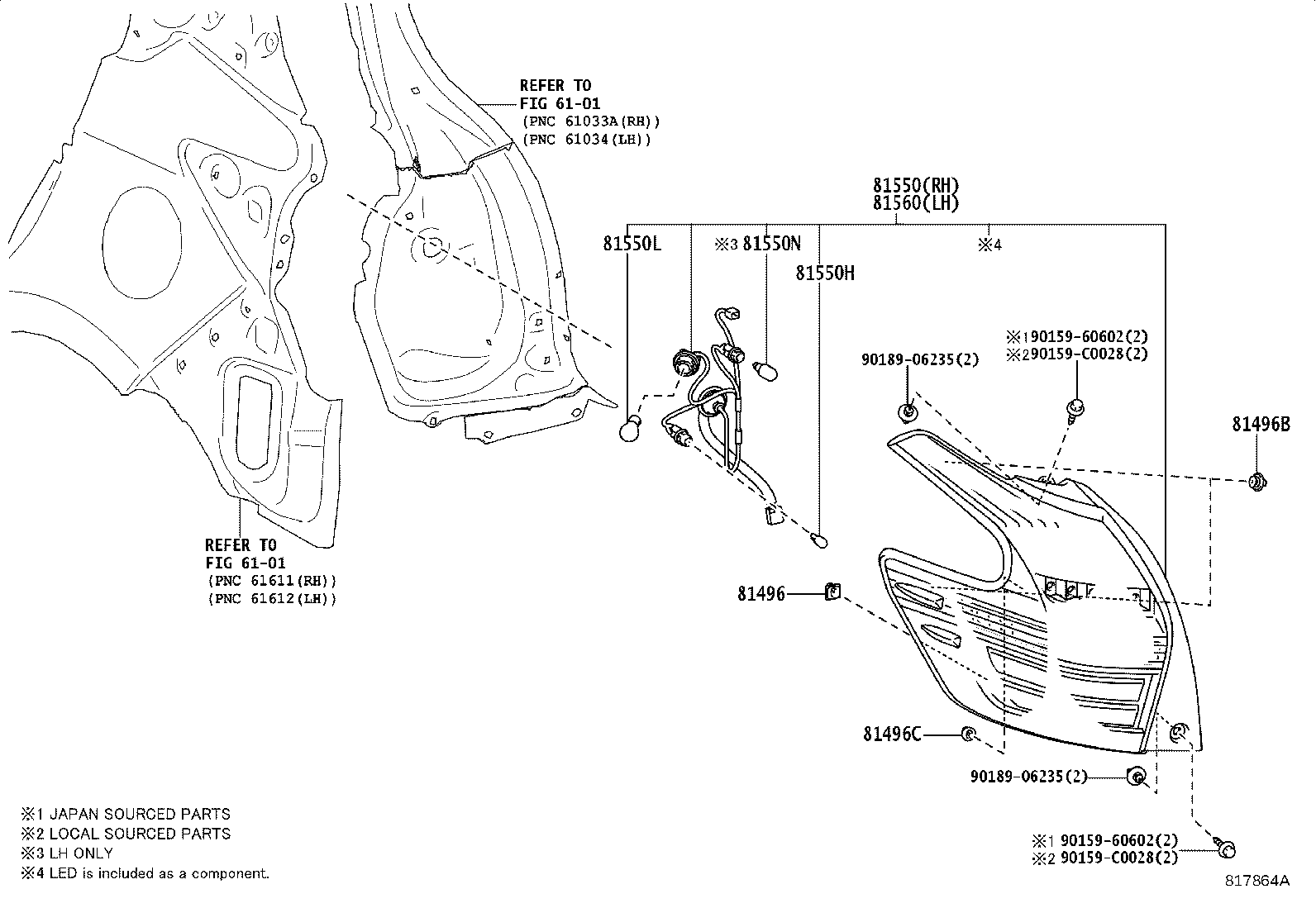 81550-YL010 LAMP ASSY, REAR COMBINATION, RH product image