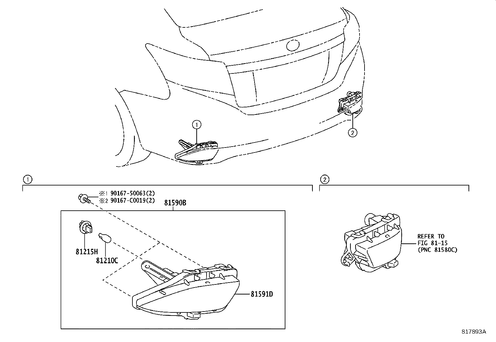 81590-0D080 LAMP ASSY, REAR FOG, LH product image