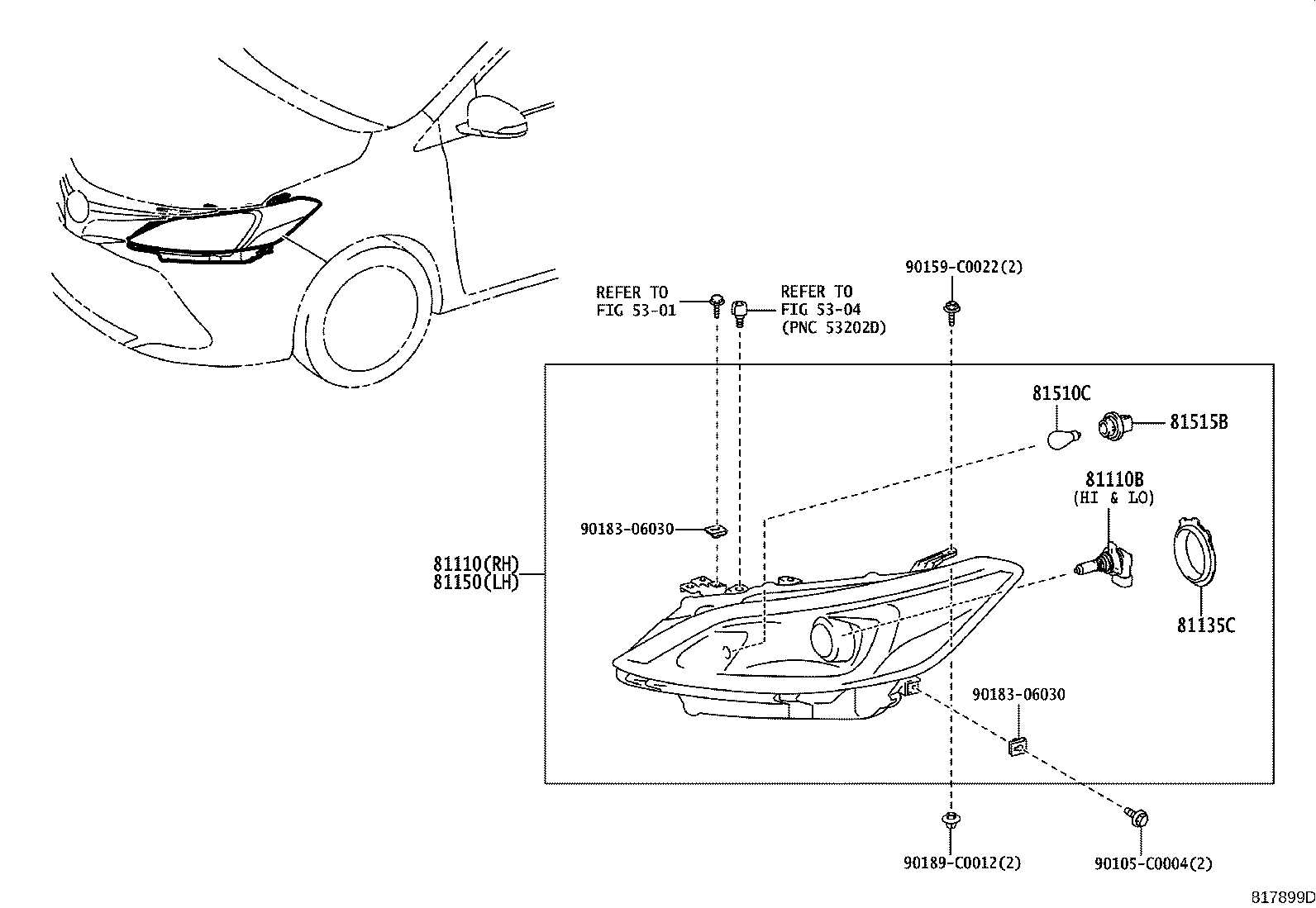 90981-CD010 BULB(FOR HEADLAMP, NO.1) product image