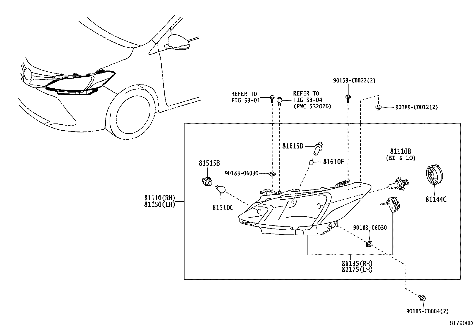 90981-CD010 BULB(FOR HEADLAMP, NO.1) product image