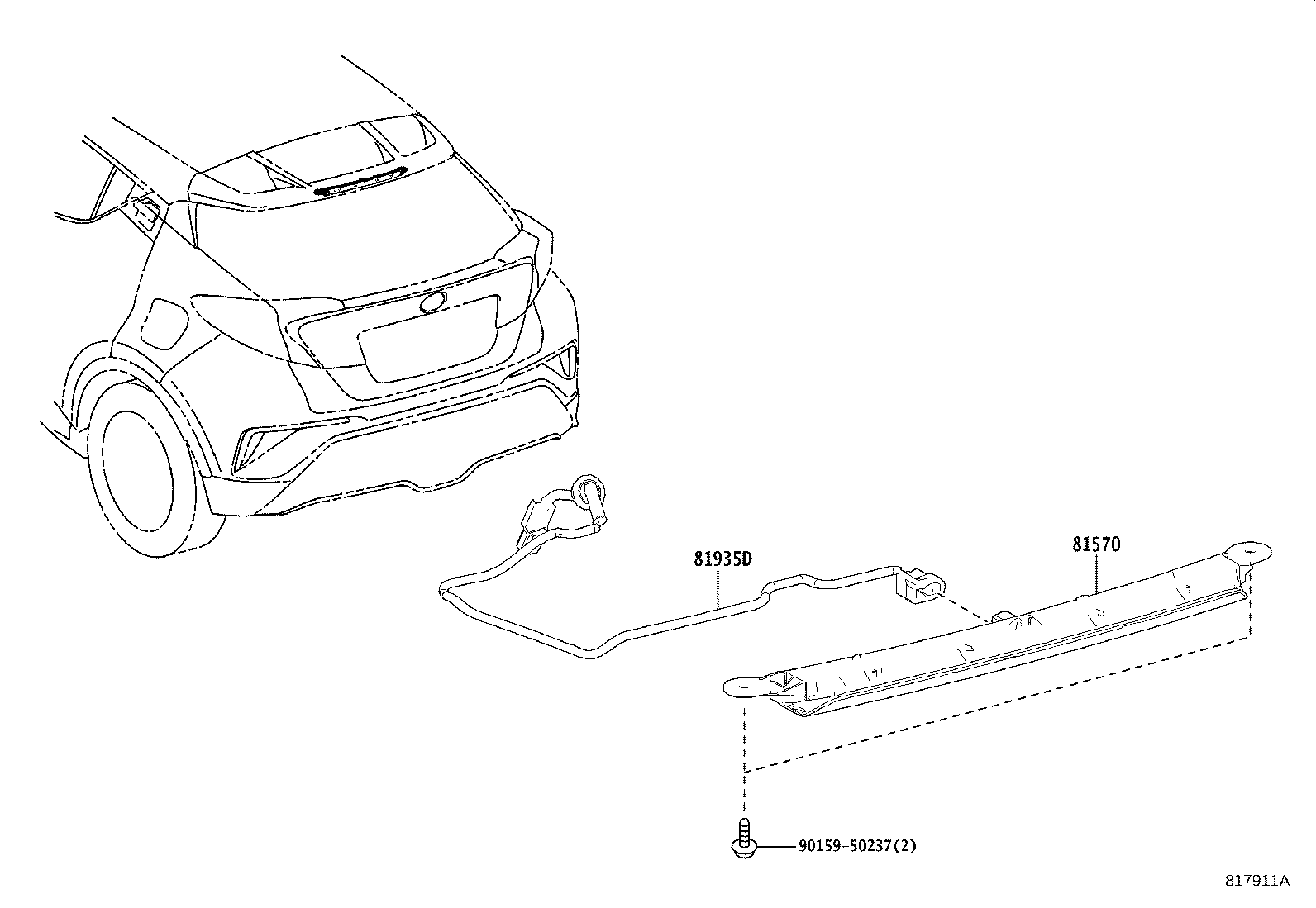 Toyota 81570-F4010 LAMP ASSY, CENTER STOP