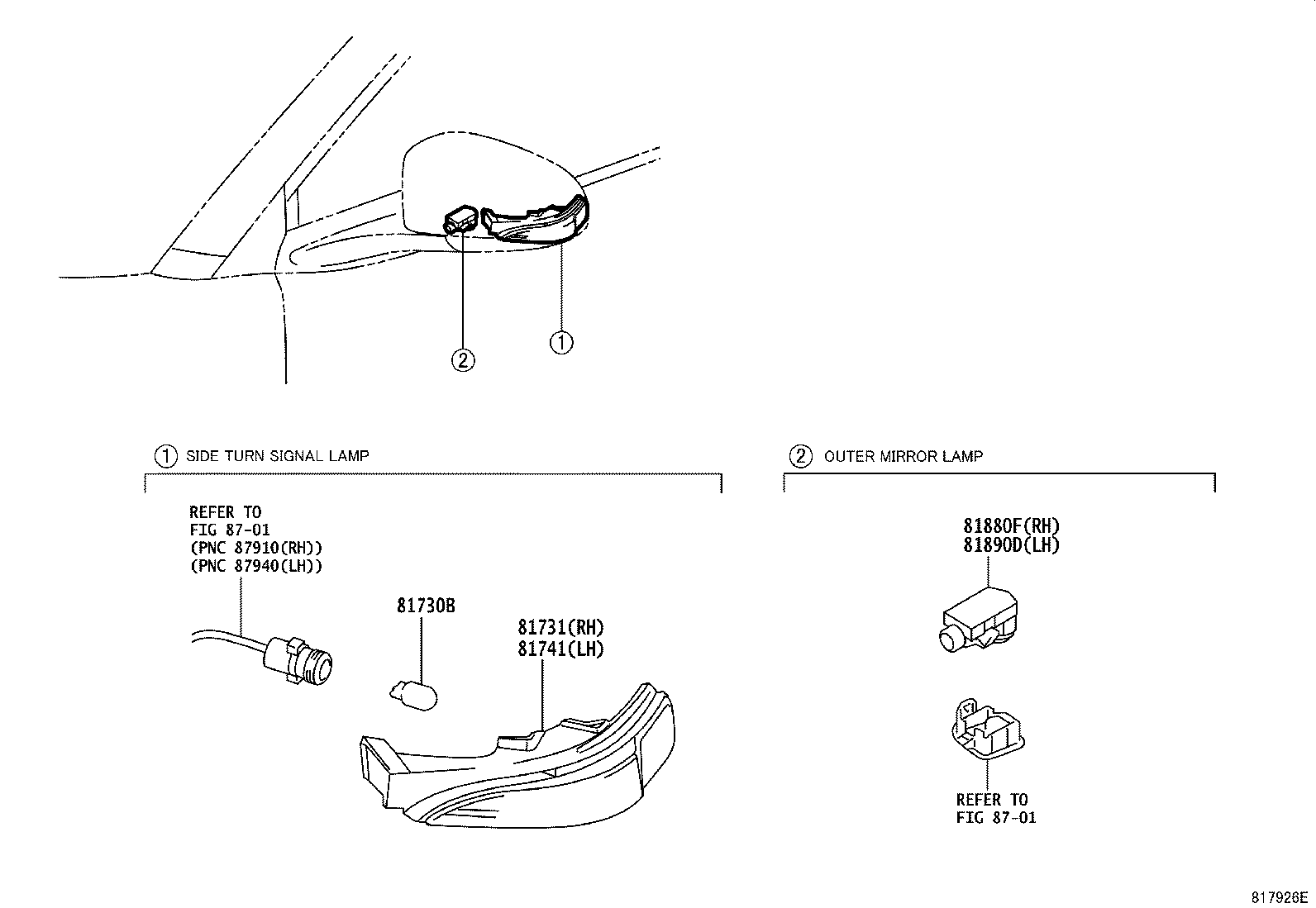 Toyota 81880-F4012 LAMP ASSY, OUTER MIRROR, RH