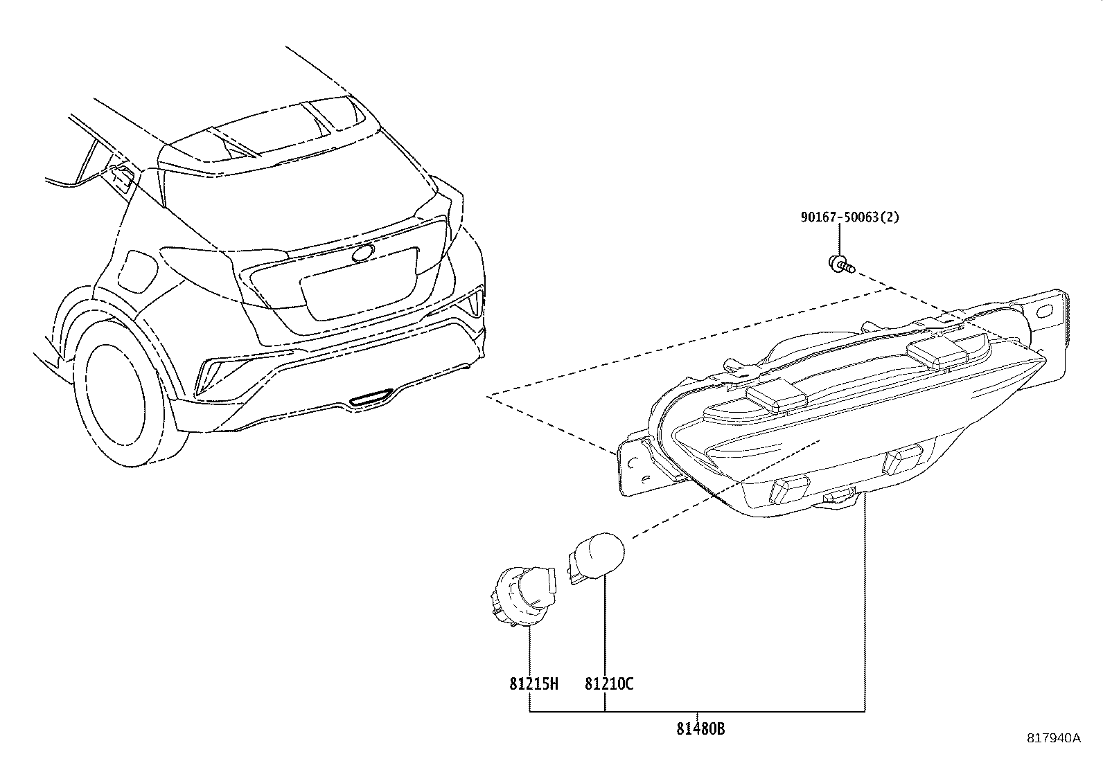 81457-F4100 LENS & BODY, REAR FOG LAMP product image