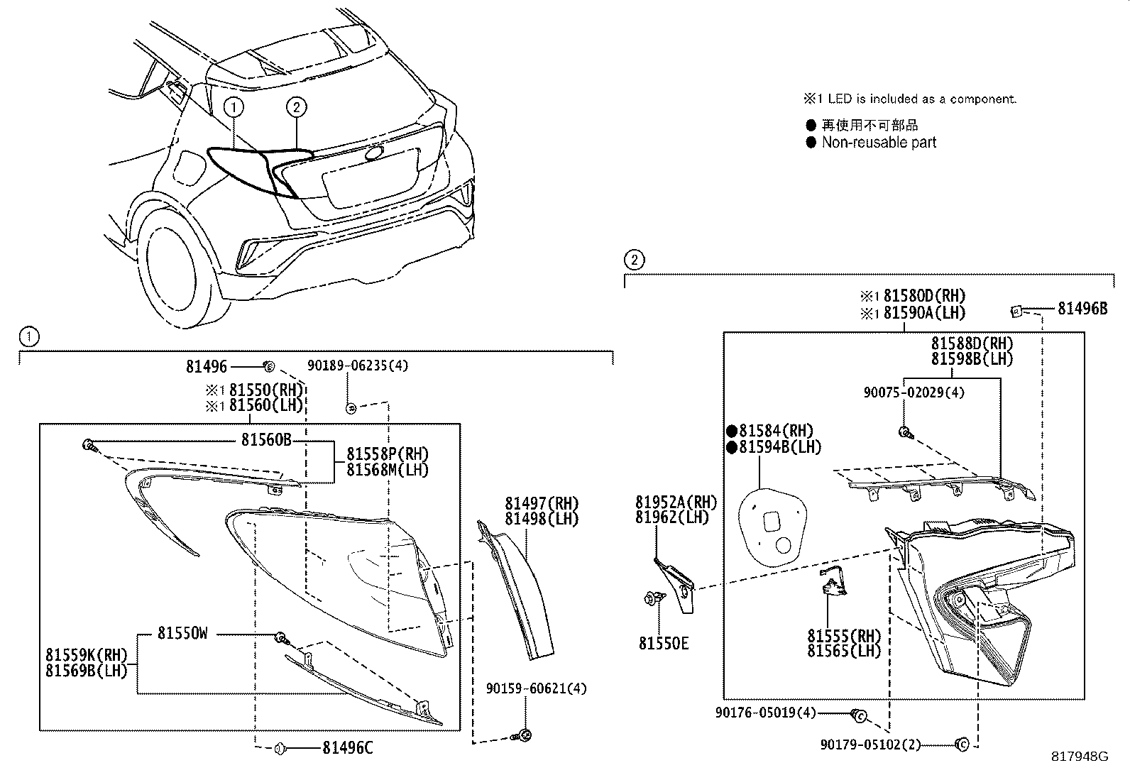 Toyota 81550-F4030 LAMP ASSY, REAR COMBINATION, RH