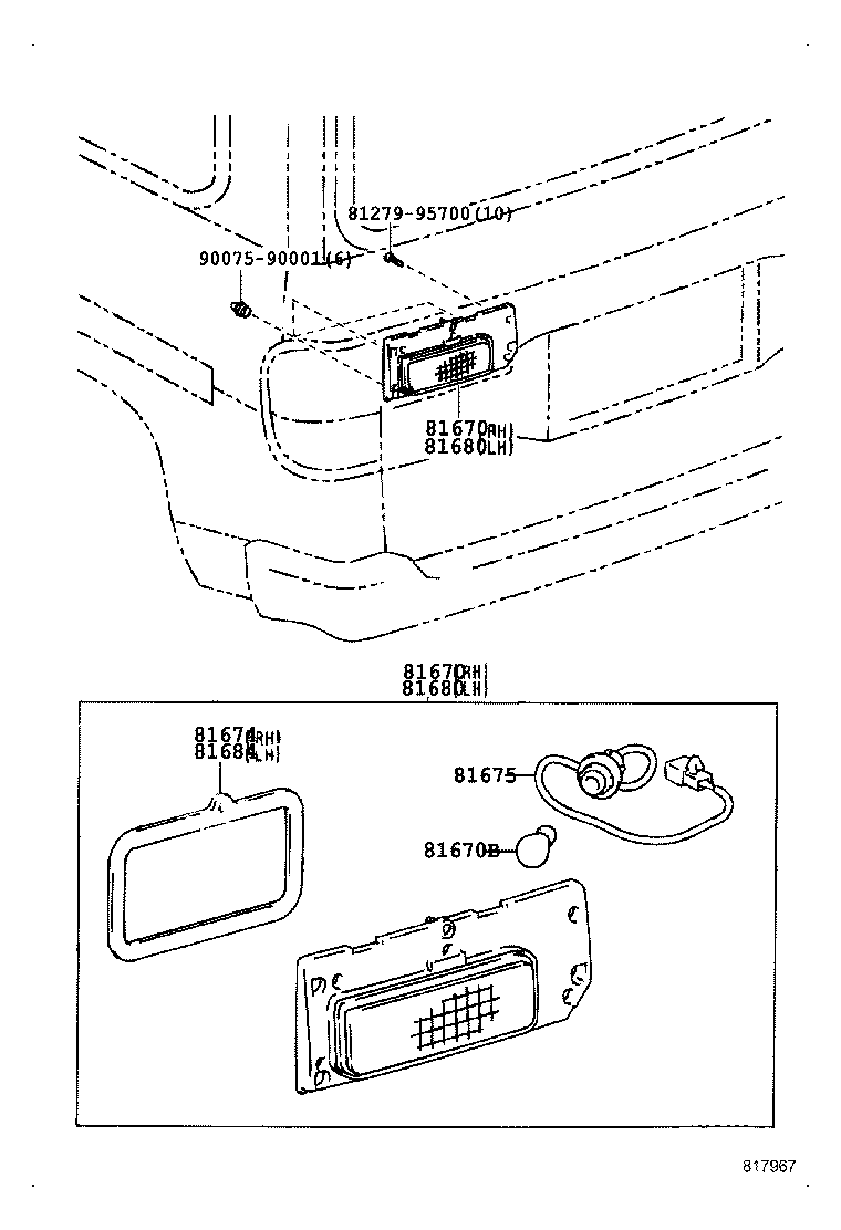81680-28040 LAMP ASSY, BACK UP, LH product image