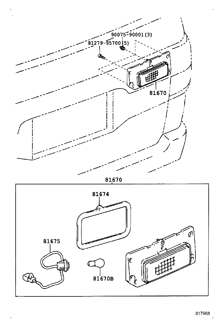 81680-28020 LAMP ASSY, BACK UP, LH product image