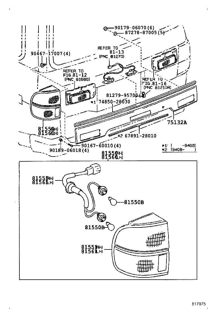 81550-28040 LAMP ASSY, REAR COMBINATION, RH product image