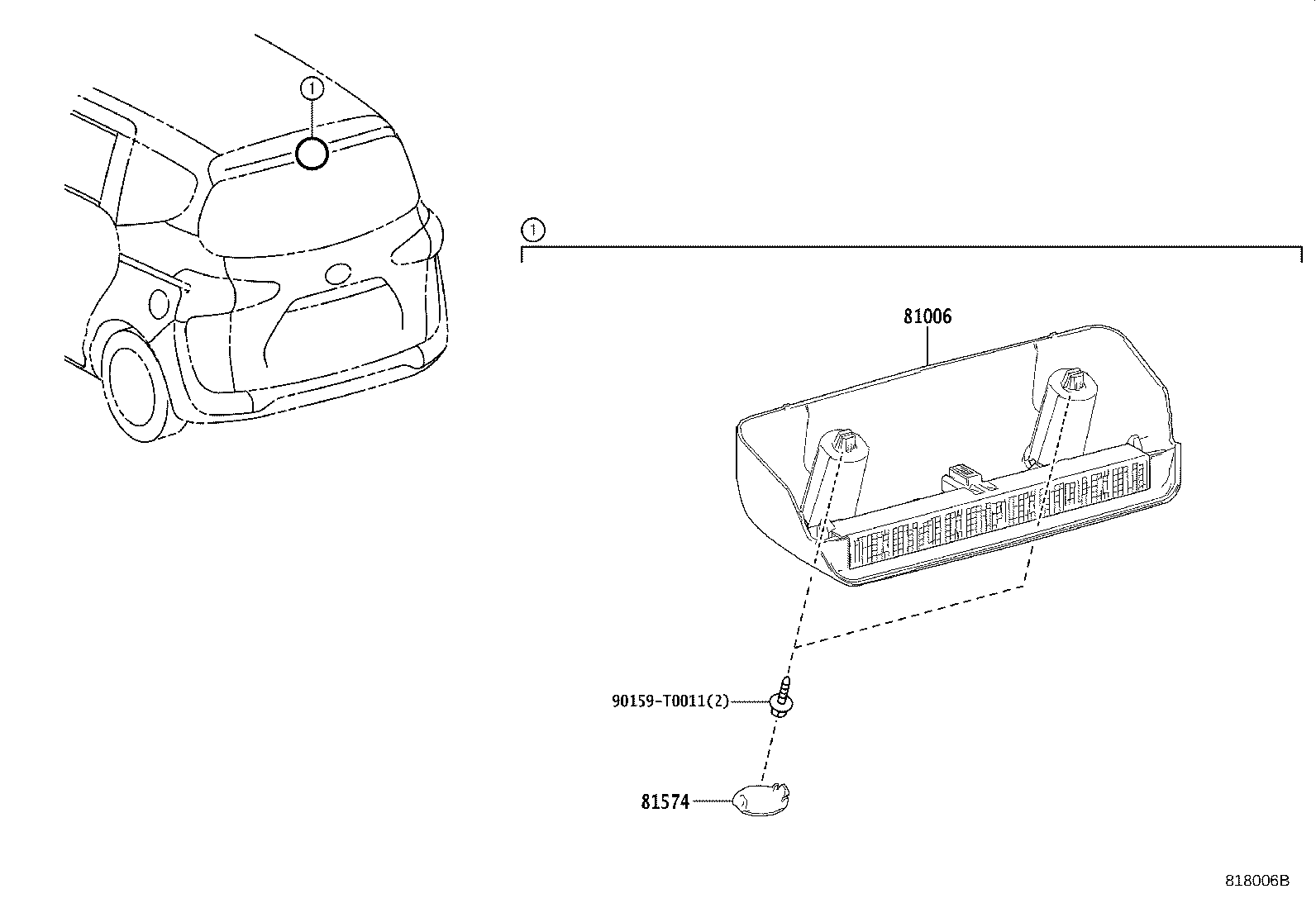 81006-0D240-C0 LAMP SET, STOP CENTER product image
